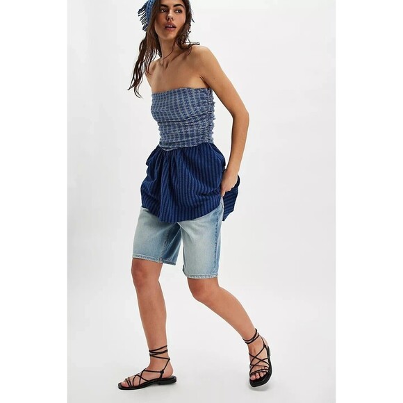 Free People Reina Tube Mini Dress Floral Striped Printed Strapless M New 279684 - Picture 4 of 8